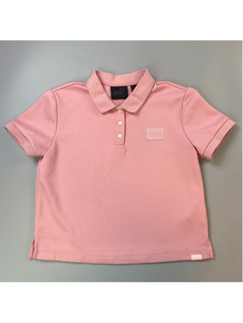PUMA x FENTY Rihanna Pink Polo T-Shirt Medium Soft Girl Sporty Collab Cropped